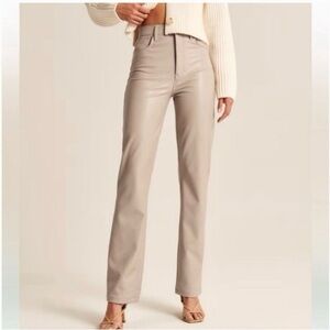 Abercrombie & Fitch Cream Vegan Leather Pants